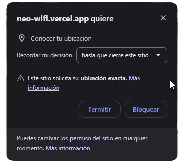 Ventana emergente para activación de la ubicación